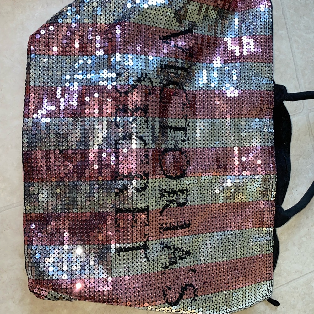 Sequin Victoria secret zipper tote